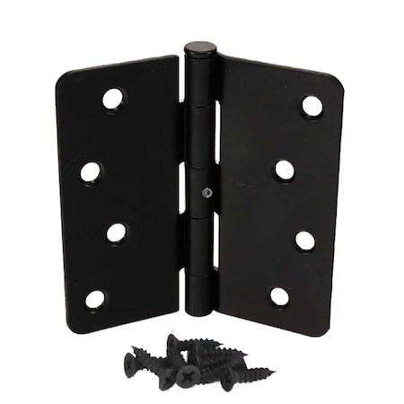 Hager Hinge 4 x 4 in. 0.25 in. Radius Full Mortise Residential Plain Bearing Template Hinge, Flat Black RC17494L114
